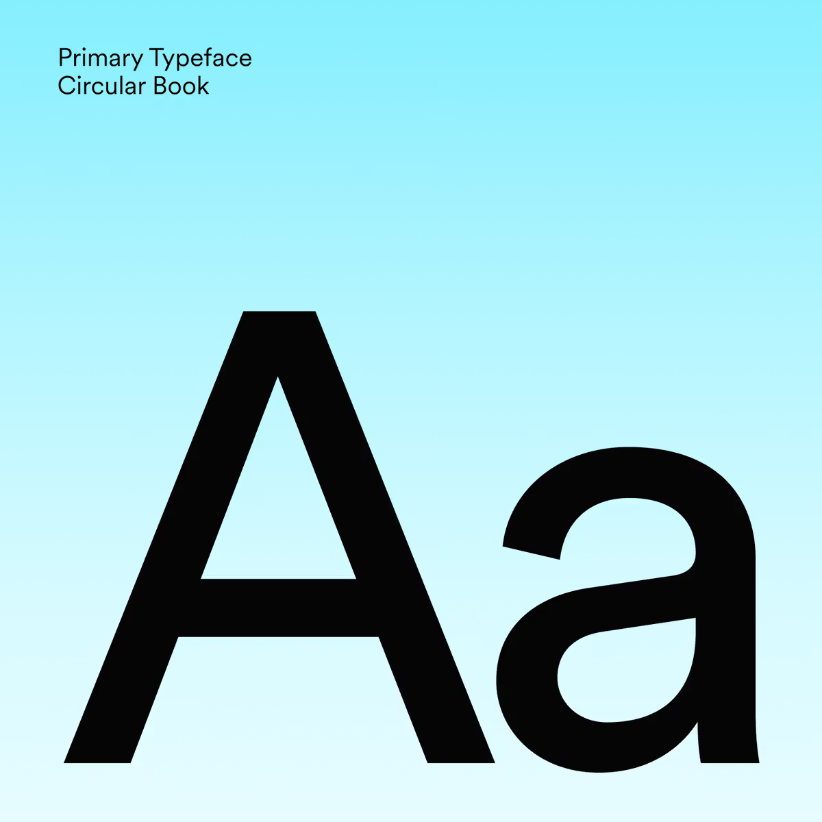 Graphic of a typography specimen showing the alphabet and numerals on top of a dark gray background.